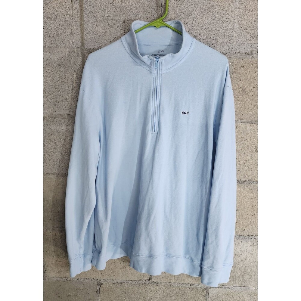 Vineyard Vines 1/4 Zip Long Sleeve Pullover Men's Polo Shirt Sky Blue Size 2XL
